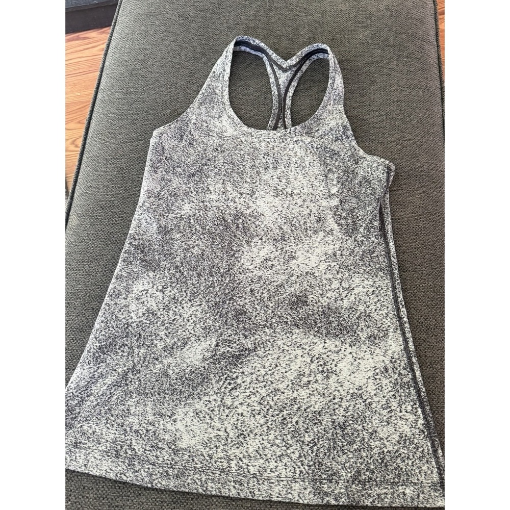 Lululemon Cool Racerback II Luon Spray Jacquard White Black‎ 8